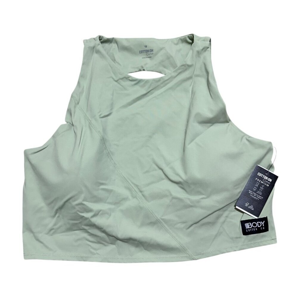 Cotton On Women Size 14 (US) Pistachio Green Crop Top Cut Out Back Crew Neck NWT
